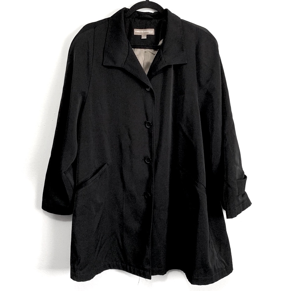 Valerie Stevens Black Short Trench Coat